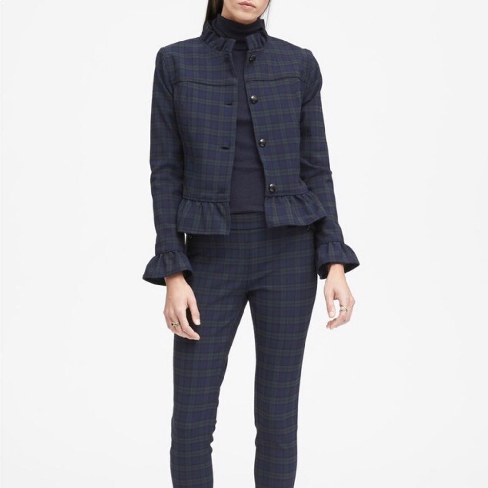 Banana republic tartan ruffle jacket